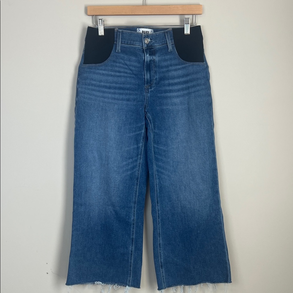 PAIGE Maternity Wide Leg Anessa Jeans Cropped Ankle Size 26
